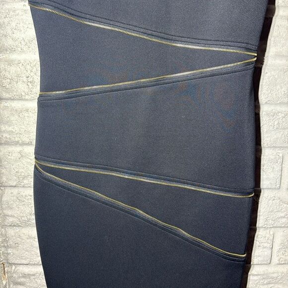 Guess Los Angeles Mini Dress Black Gold Zippers - Picture 3 of 9